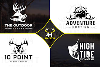 do unique outdoor hunting fishing and deer logo