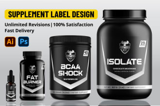 create eye catching supplement label design, protein, vitamin or cbd