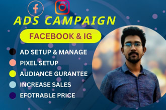 be facebook ads manager for sales and leads, setup fb ads campaign,instagram ad