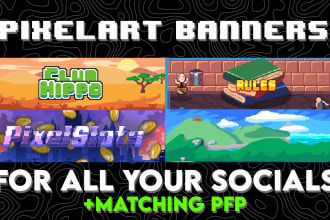 create pixelart banner, header for youtube and twitter