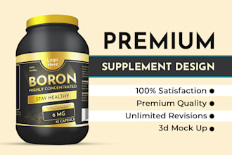 do premium supplement label design and product packaging
