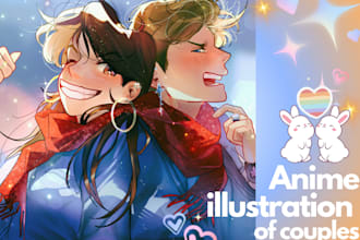 draw you couple in beautiful anime style
