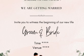design an invitation card for birthday, wedding, bridal shower etc