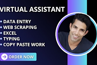 data entry, web scraping, excel, typing, copy paste work