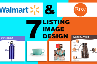 do walmart and etsy product listing image design, storefront image,photo editing