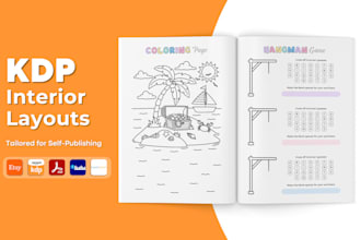 design KDP low content book interior, activity book, word search or puzzle book