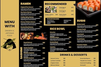 creat and design your menu for coffee shop restaurant  bars fast food high resol