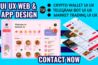 do crypto wallet ui ux design, mobile website ui app design figma app design