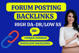 do 100 unique quality dofollow forum posting SEO backlinks