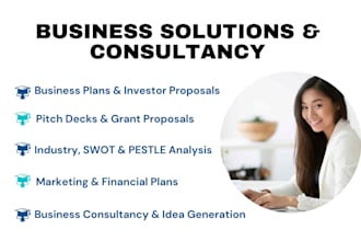 prepare business plans, pitch decks and financial projections