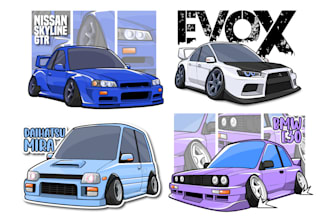 make vector car illustration in cartoon style