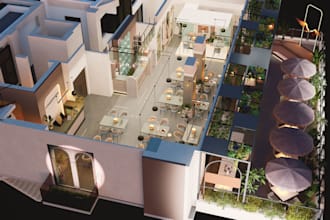do 3d interior design of restaurant,cafe ,bar,lounge,hotels