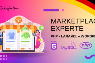 online marketplace web developer, laravel PHP website development wordpress