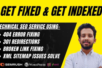fix 301 redirect,404 error,broken links,XML sitemap issues