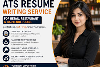 write ats resume for retail, restaurant and bartender jobs