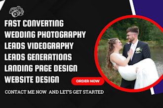 generate wedding photography leads videography leads event planning landing page