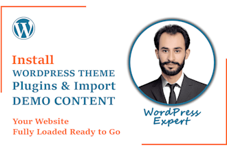 install wordpress theme, plugins and import demo content