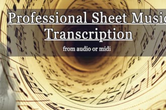 transcribe professional sheet music from audio or midi file