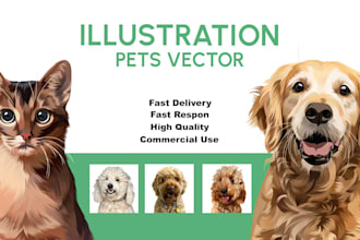 draw high quality illustration pets vector for your pet