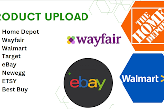 upload products on best buy home depot wayfair walmart target ebay newegg etsy