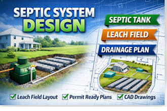 design septic system, leach field and drainage plan