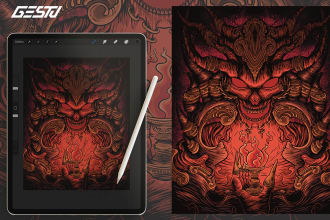 create dark art monster illustration for you in my style