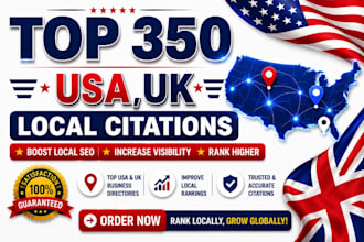 build 350 USA local citations and directory submission for local seo
