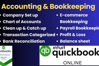 do setup, clean up, bank reconciliation and bookkeeping in quickbooks online