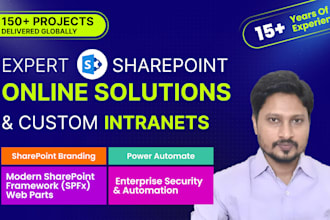 develop sharepoint site branding, spfx webparts, power apps, automate