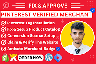fix all the required issues to be a verified merchant on pinterest