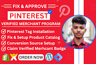 fix all the required issues to be a verified merchant on pinterest