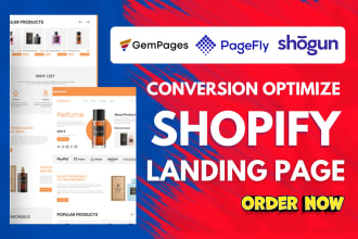 design eye catchy shopify landing page, product page by pagefly, shogun gempages
