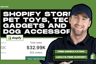 design a profitable shopify store for pet toys, tech gadgets and dog accessories