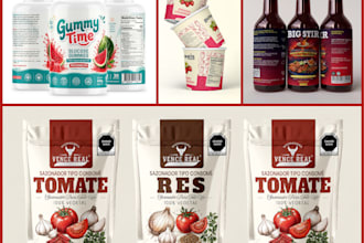 design food label, pouch label, product label, sauce label