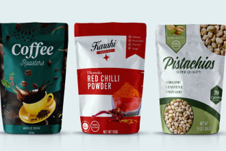 do label for food, tea, coffee, sauce, pouch, beans, packaging and spice label