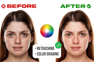 do high end portrait, headshot, skin retouching and color grading