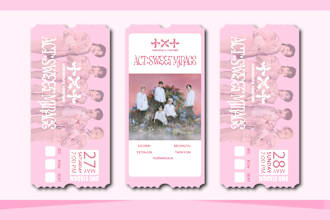do kpop, concert ticket design, fan art, banner, photocard, merchandise