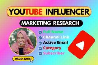 collect best youtube influencers and valid email list