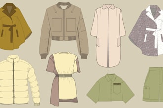 design fashion cad illustration flats technical drawings