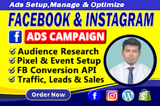 setup and manage facebook ads campaign, run instagram ads for leads and sales