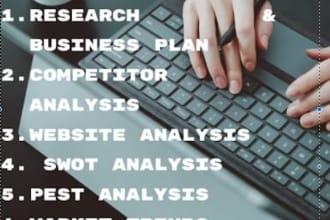 do market research, business plan and strategic management