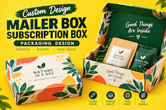 design a professional subscription box with 3d mailer box mockup