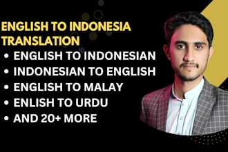 translate english to indonesian, malay, urdu, and multiple languages