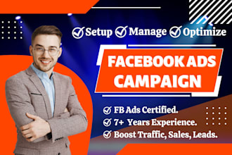 setup and manage fb ads campaign, fb marketing, fb advertising and instagram ads