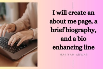 create an about me, a brief biography