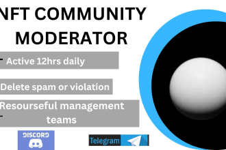 be your nft telegram, discord community moderator, manager, admin