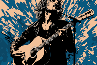 create indie rock music inspired illustrations