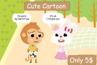illustrate you character or animals in cartoon style
