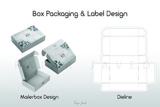 do product packaging design, box packaging design, label design and dielines