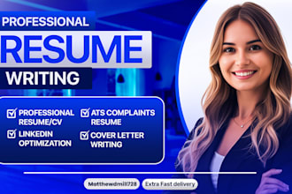 write professional resume, CV, cover letter and linkedin